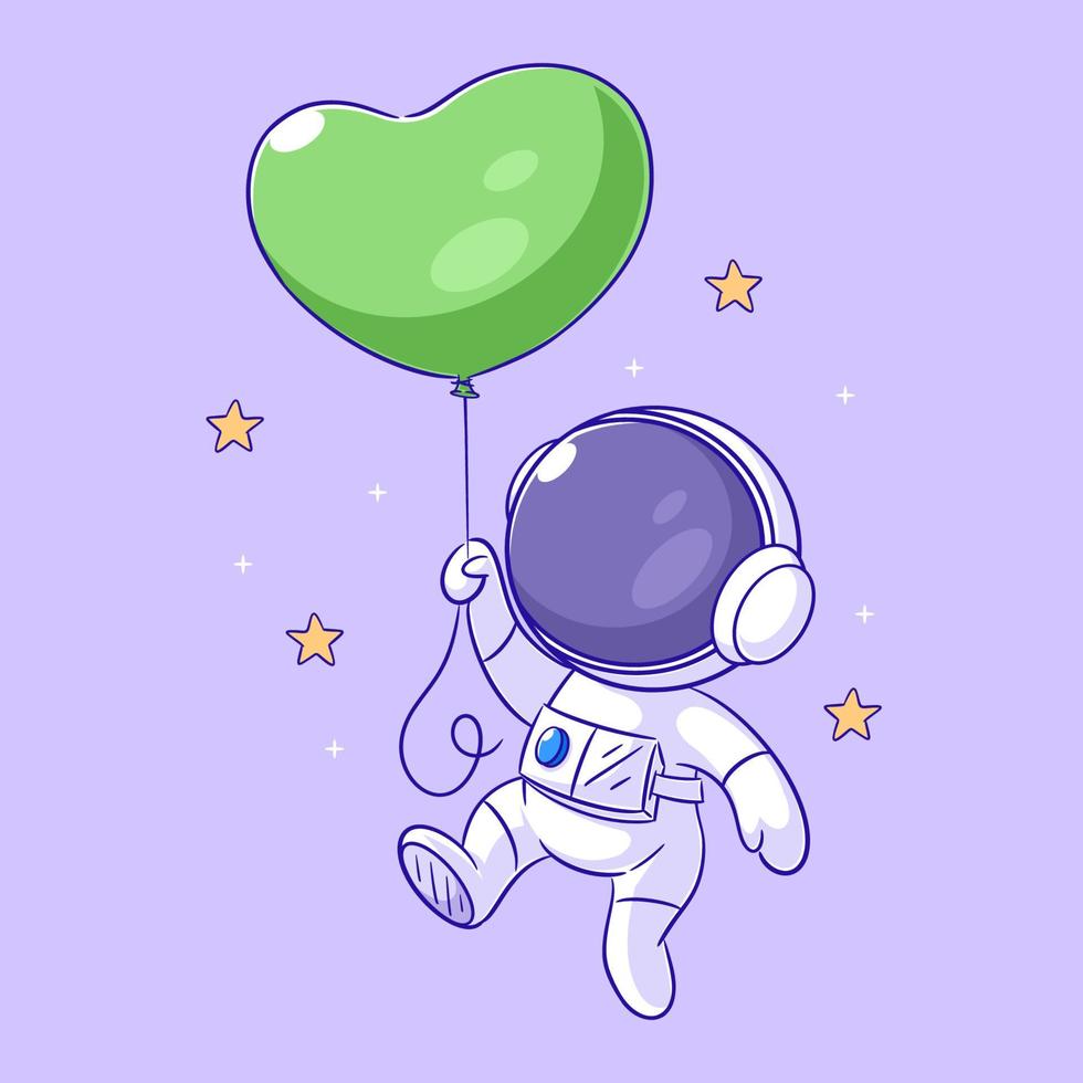 Astronaut is flying with balloon vector