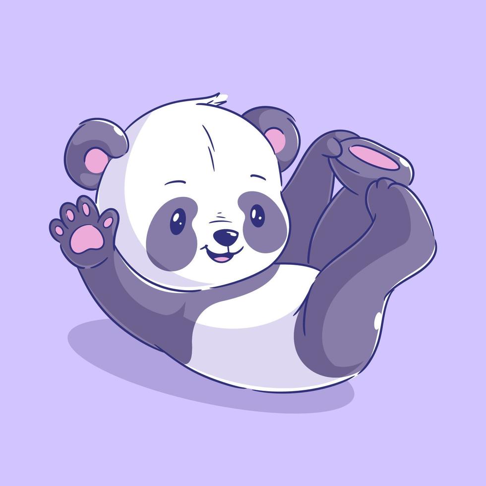 Panda cartoon hand drawn style vector