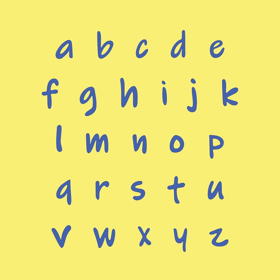 Hand draw alphabet with little letters. Vector illustration.