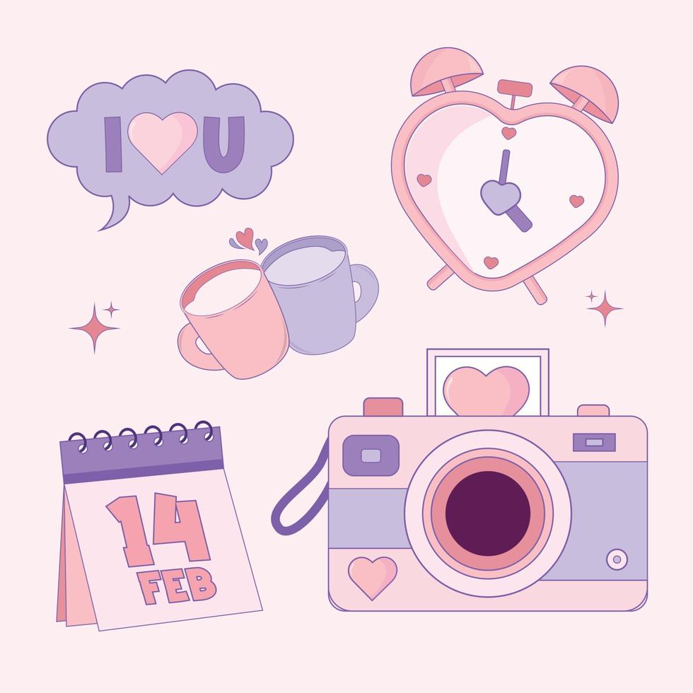 Valentines day element collections in flat illustration simple cute and elegant vector design