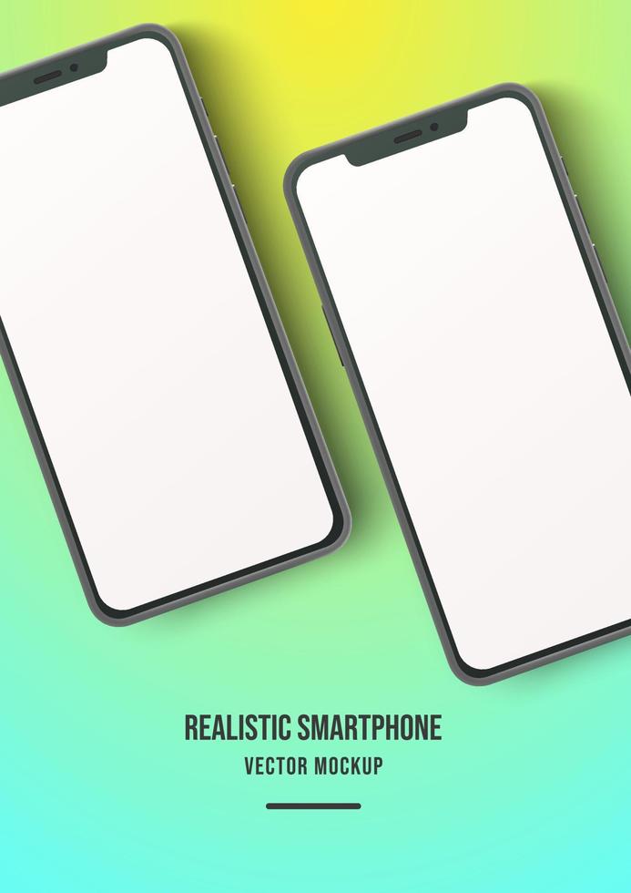 Realistic two smartphones mockup poster vector