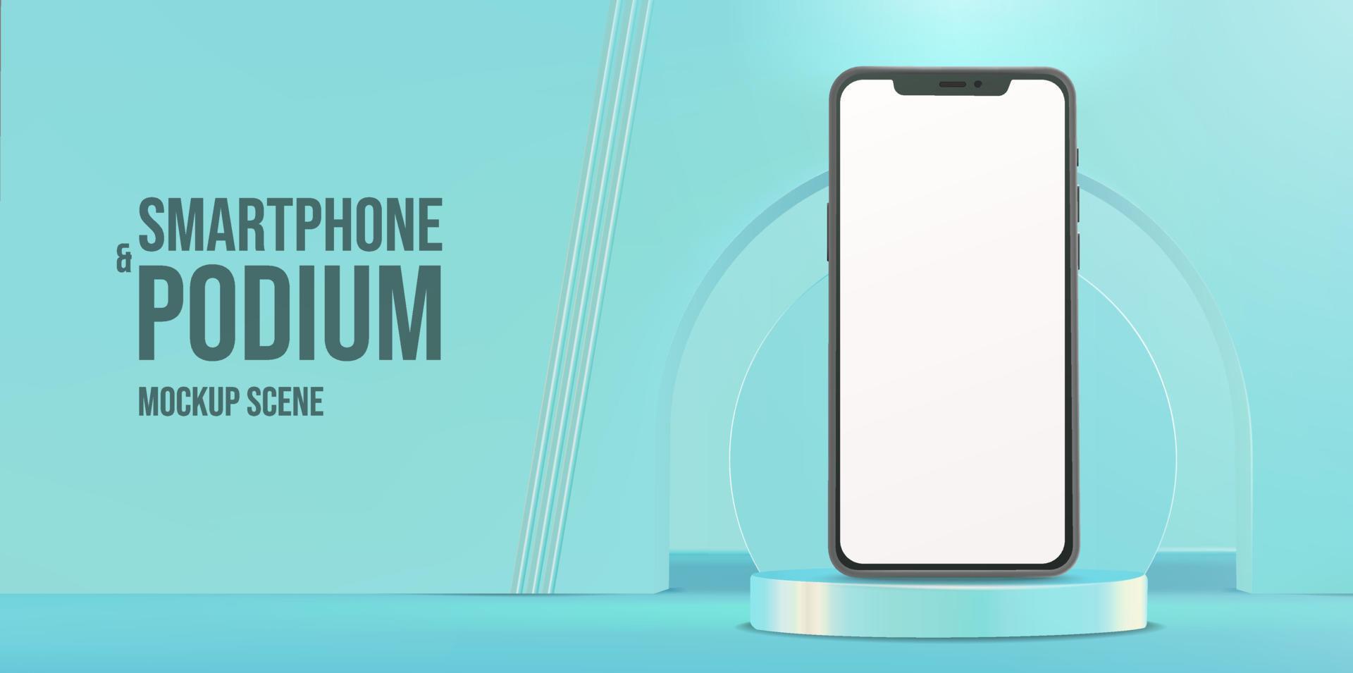Realistic smartphone mockup on a podium vector