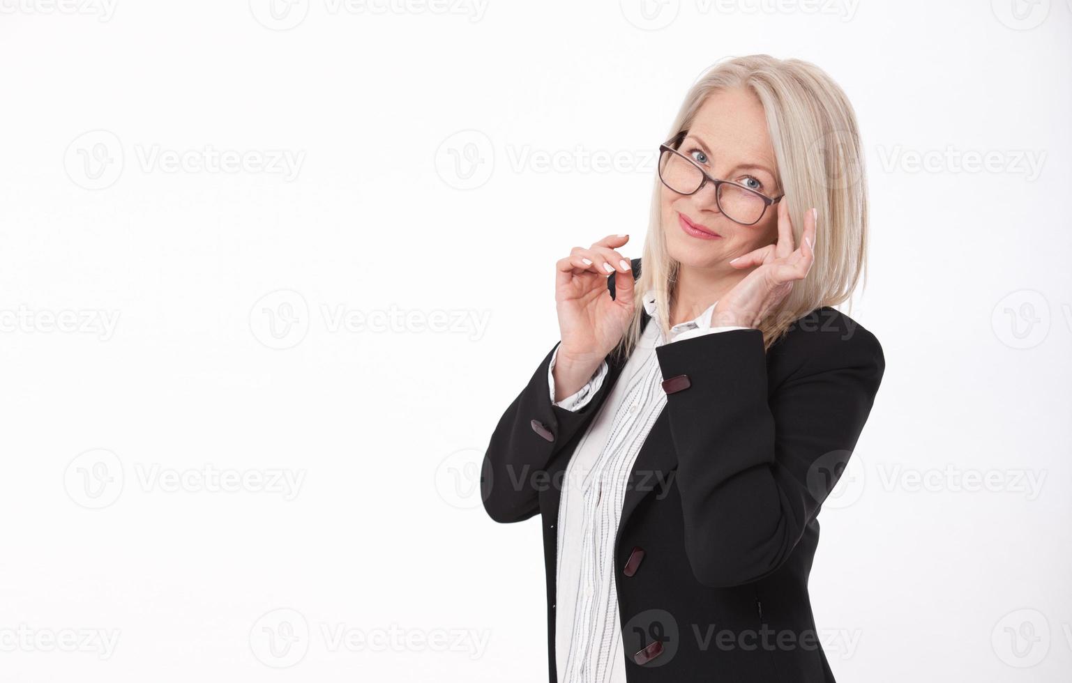 Attractive business woman in a suit isolated photo