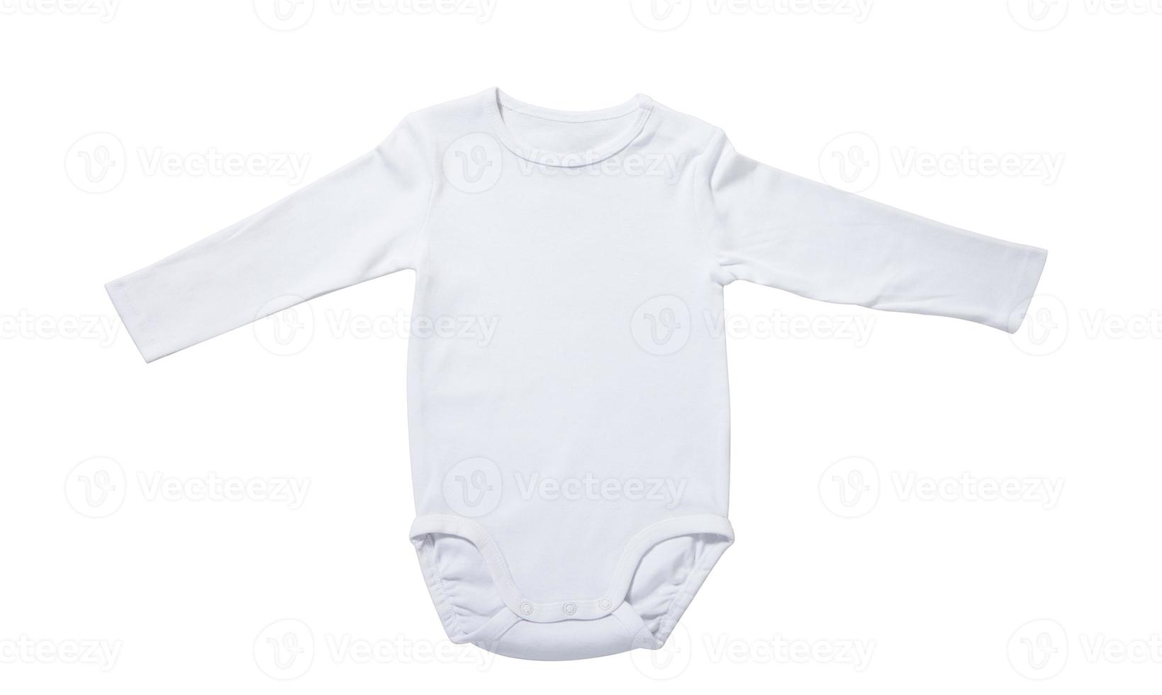 White baby onesie isolated over white background. Good for insert your design. Mock up for design and placement of logos, advertisements photo