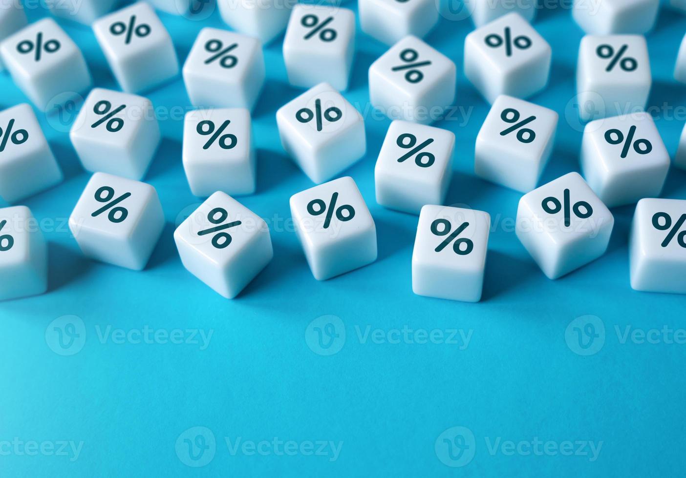 Avalanche of blocks with percents and space for text. Banking service. Lending, loans and mortgages. Deposit and leasing. Borrowing in debt. Discount offers. Cashback shopping bonus. Promotions photo