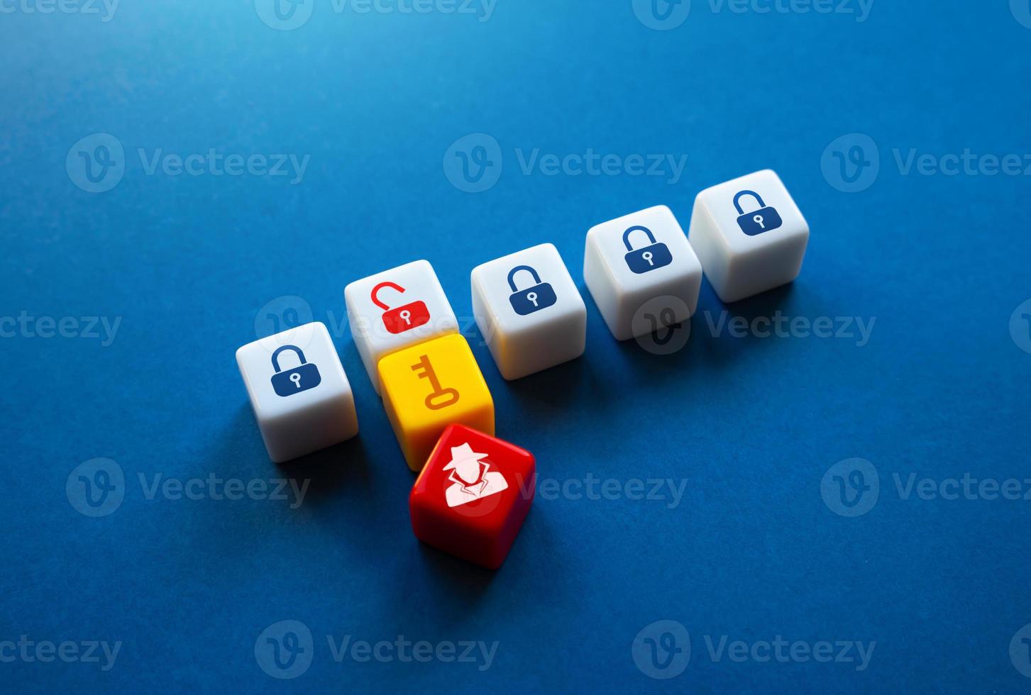 Intruder gains access to secrets. Hacker hacking into the security system. Data leakage, industrial espionage. Crypto theft, computer viruses. Authentication. Electronic encryption key. photo