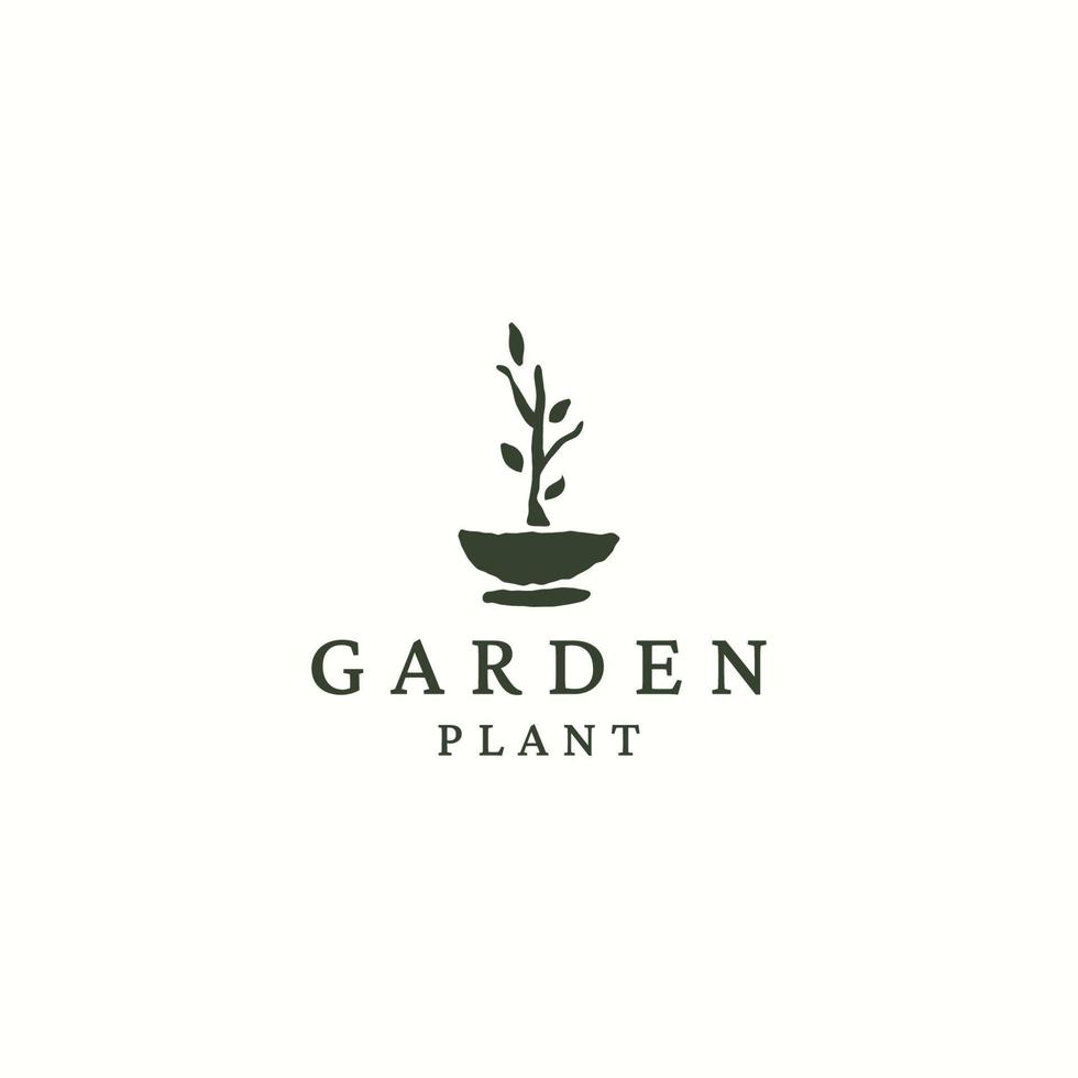 Nature plant pot logo icon design template flat vector