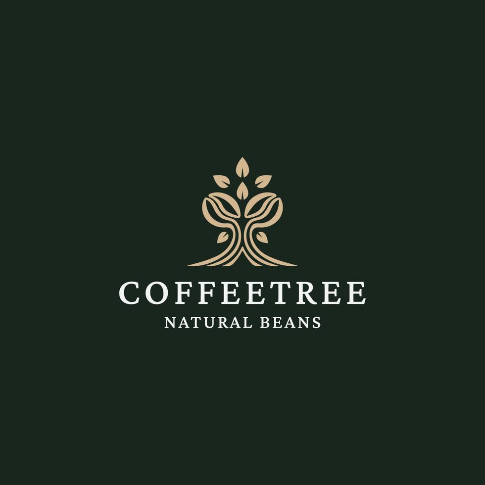 vector plano de plantilla de diseño de icono de logotipo de árbol de café