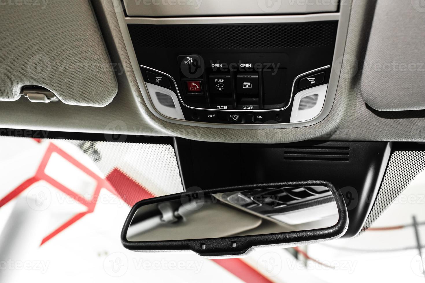 details of stylish car interior, leather interior photo