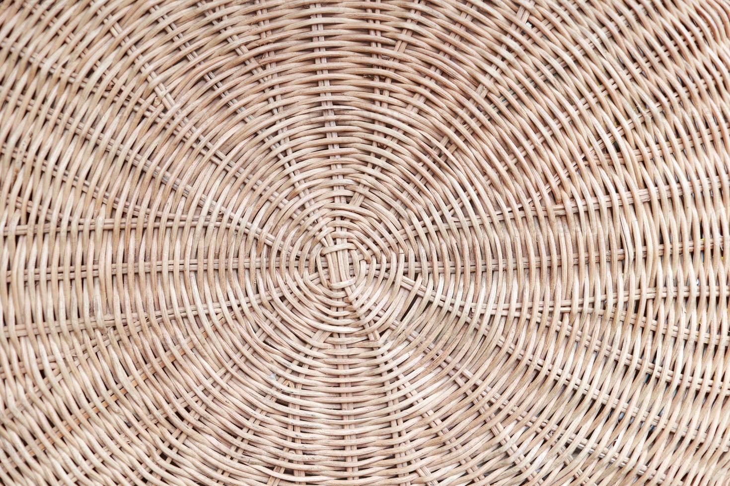 Circular weave rattan pattern, round rattan furniture background light brown texture, weave rattan texture and background. a fragment of a basket made of willow twigs or garden furniture, texture. photo