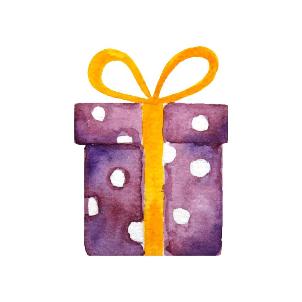 Watercolor present in polkadot wrapping paper. vector
