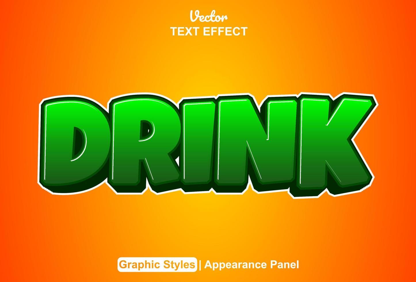 drink text effect with graphic style and editable. vector