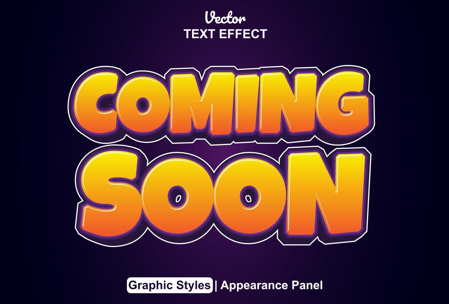 coming soon text effect with graphic style and editable. vector