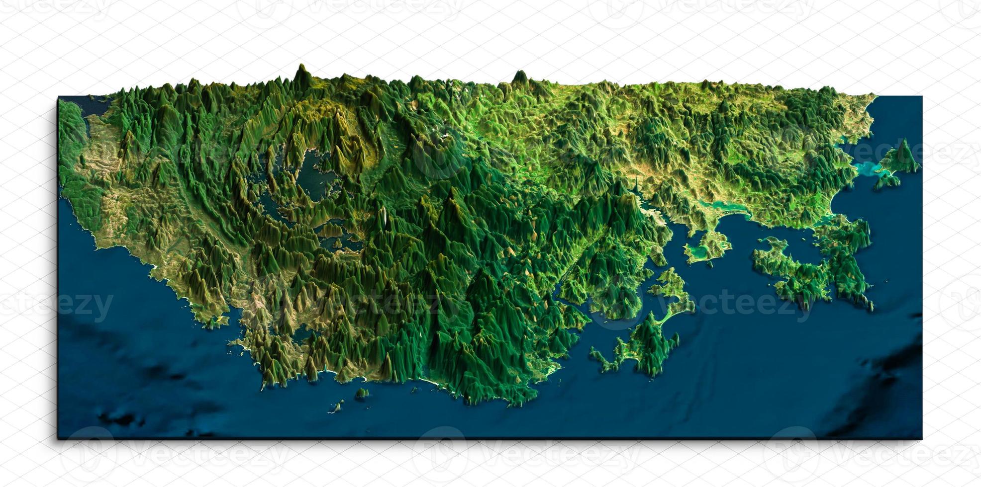 3d model of Tasmania, Australia. Isometric map virtual terrain 3d for infographic photo