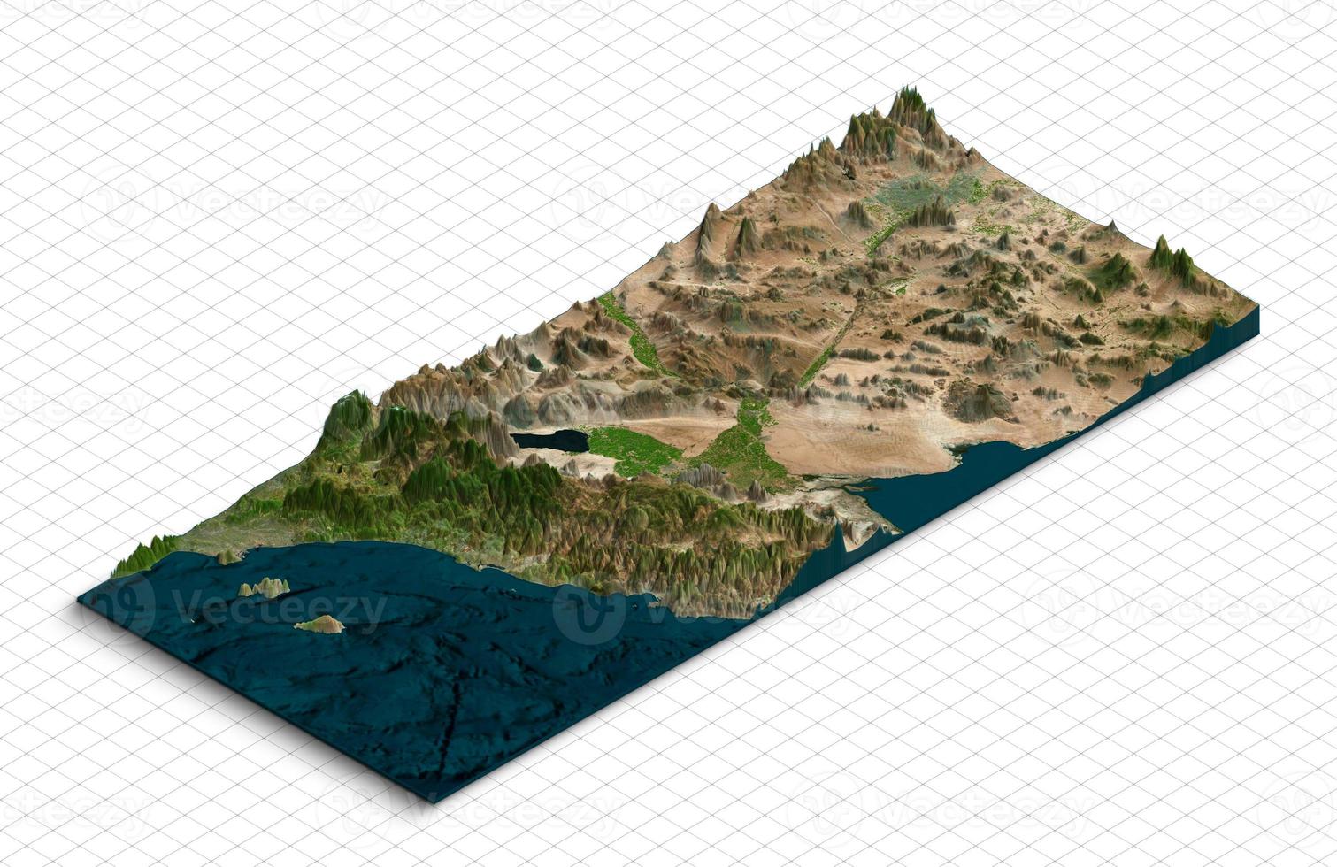 3d model of California USA. Isometric map virtual terrain 3d for infographic photo