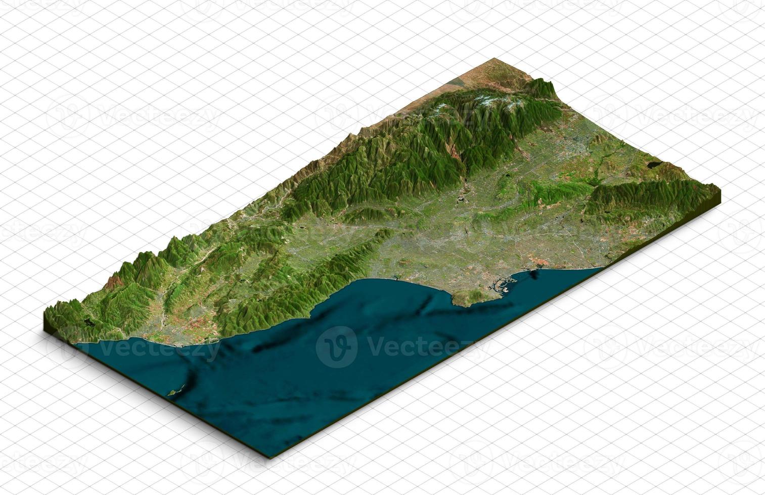 3d model of California USA. Isometric map virtual terrain 3d for infographic photo