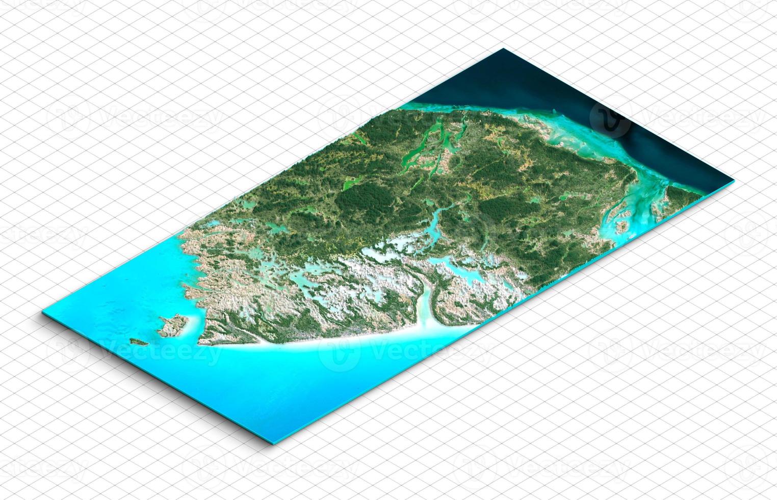 Modelo 3d de la isla bahamas. mapa isométrico terreno virtual 3d para infografía foto