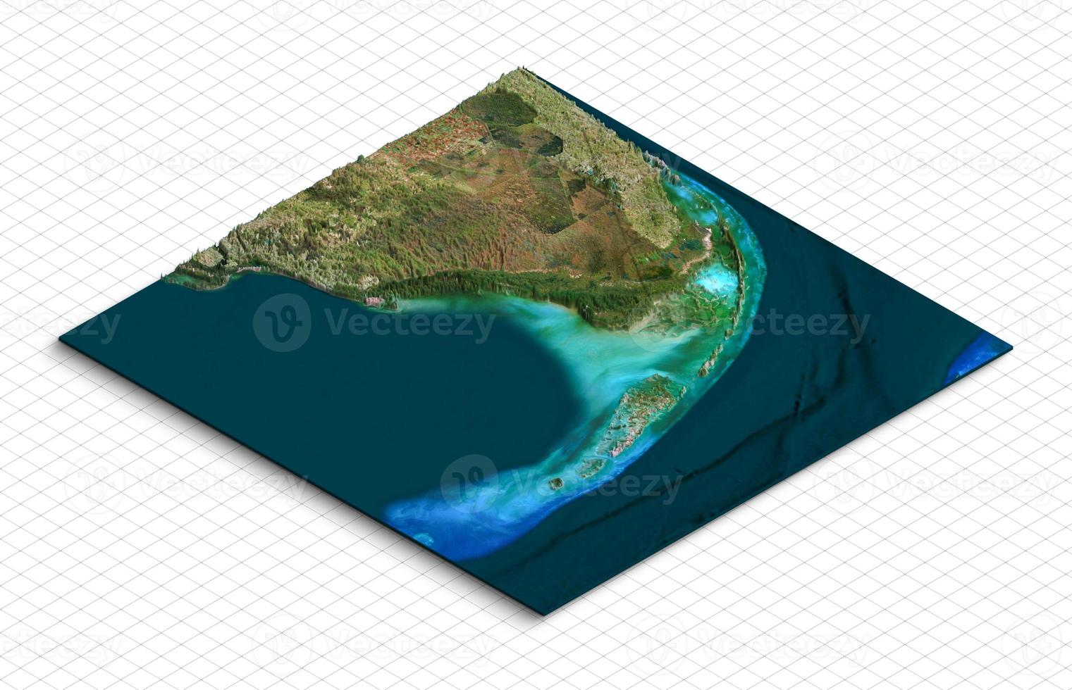 3d model of Florida USA. Isometric map virtual terrain 3d for infographic photo