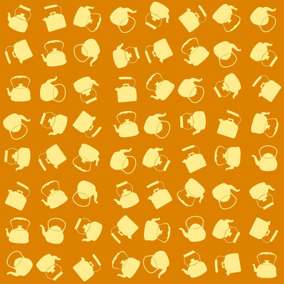 patrón amarillo transparente con hervidor de agua. fondo vectorial con diferentes teteras. textura de cocina sin fin. vector