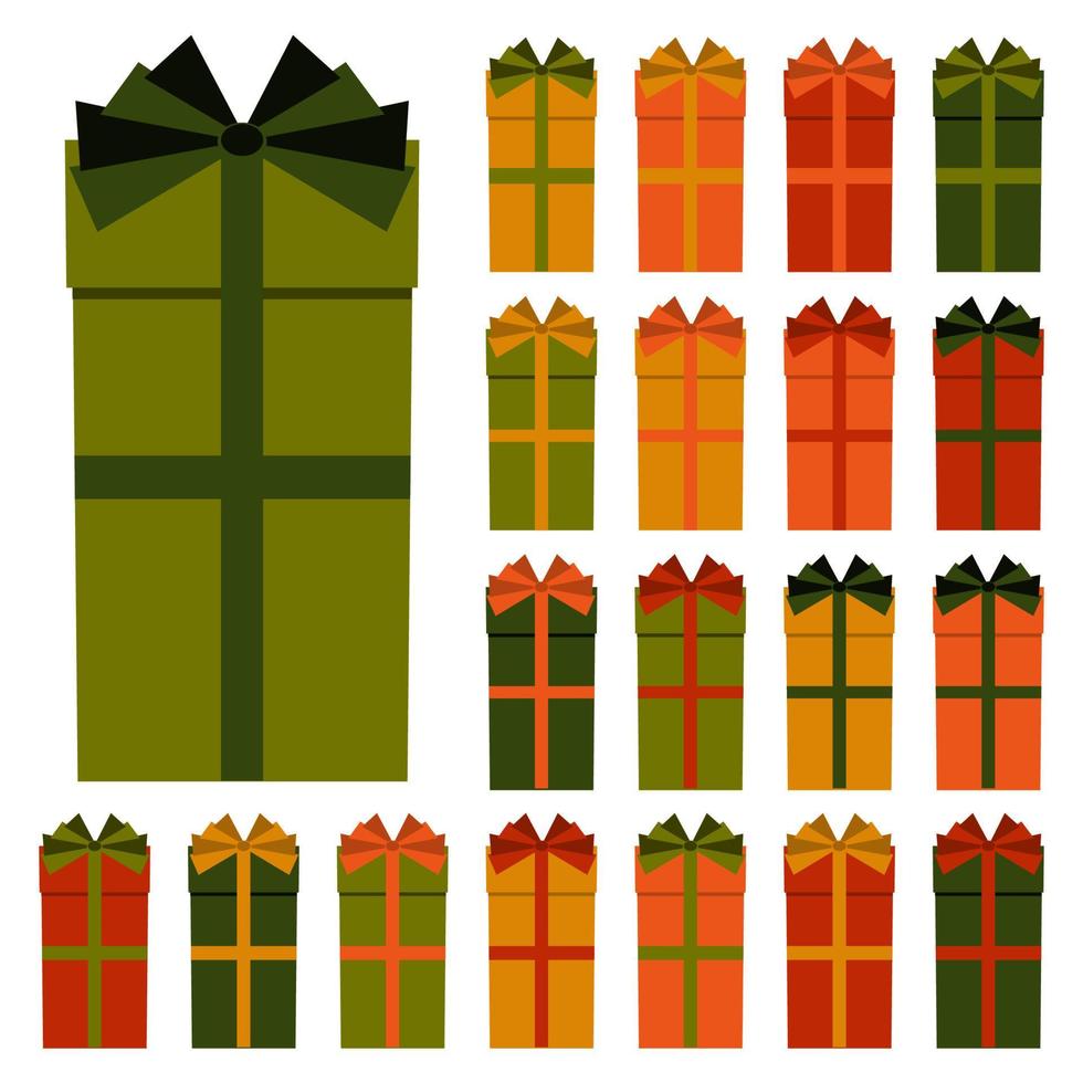 colección de veinte cajas de regalo multicolores. ilustración vectorial vector