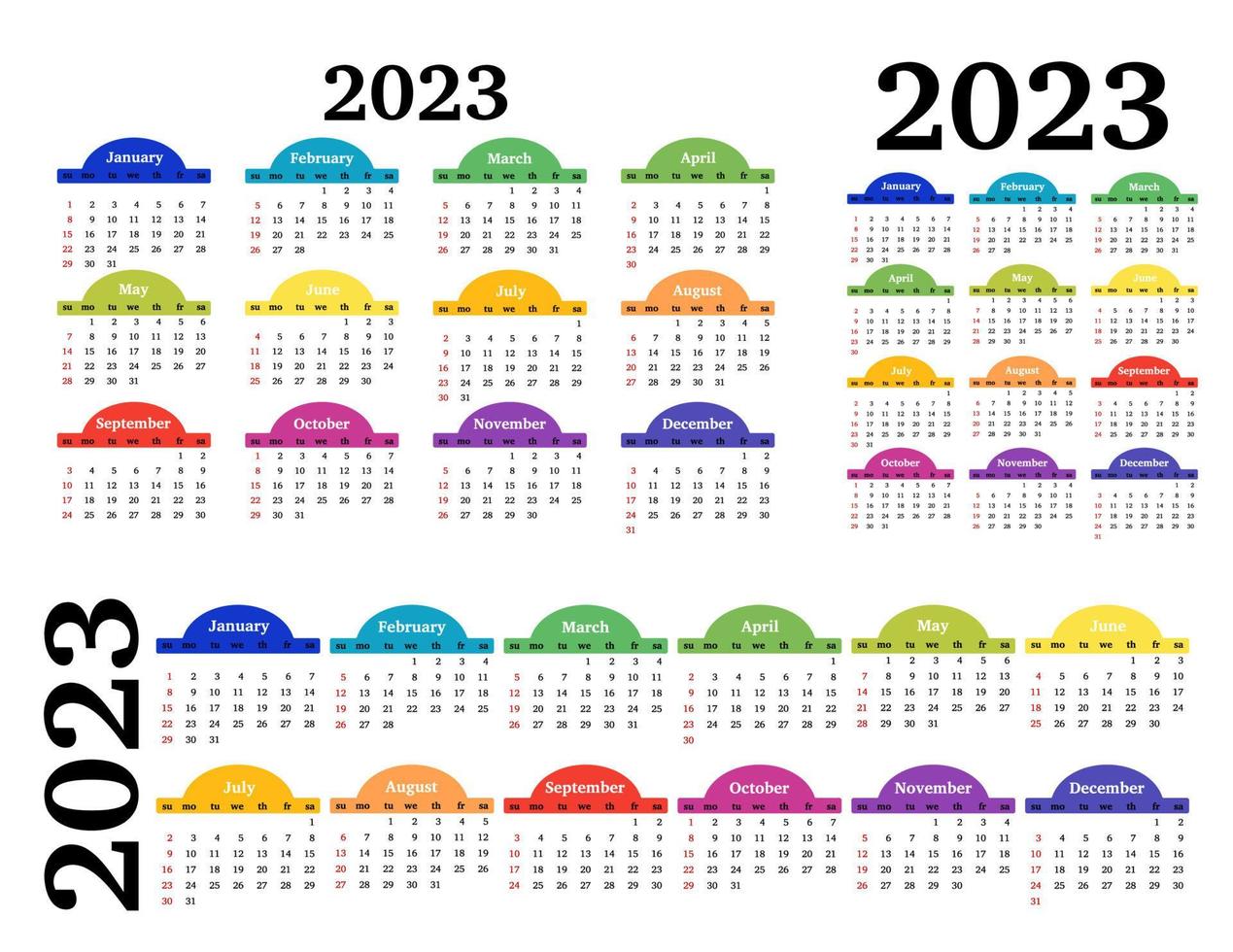 calendario para 2023 aislado en un fondo blanco vector