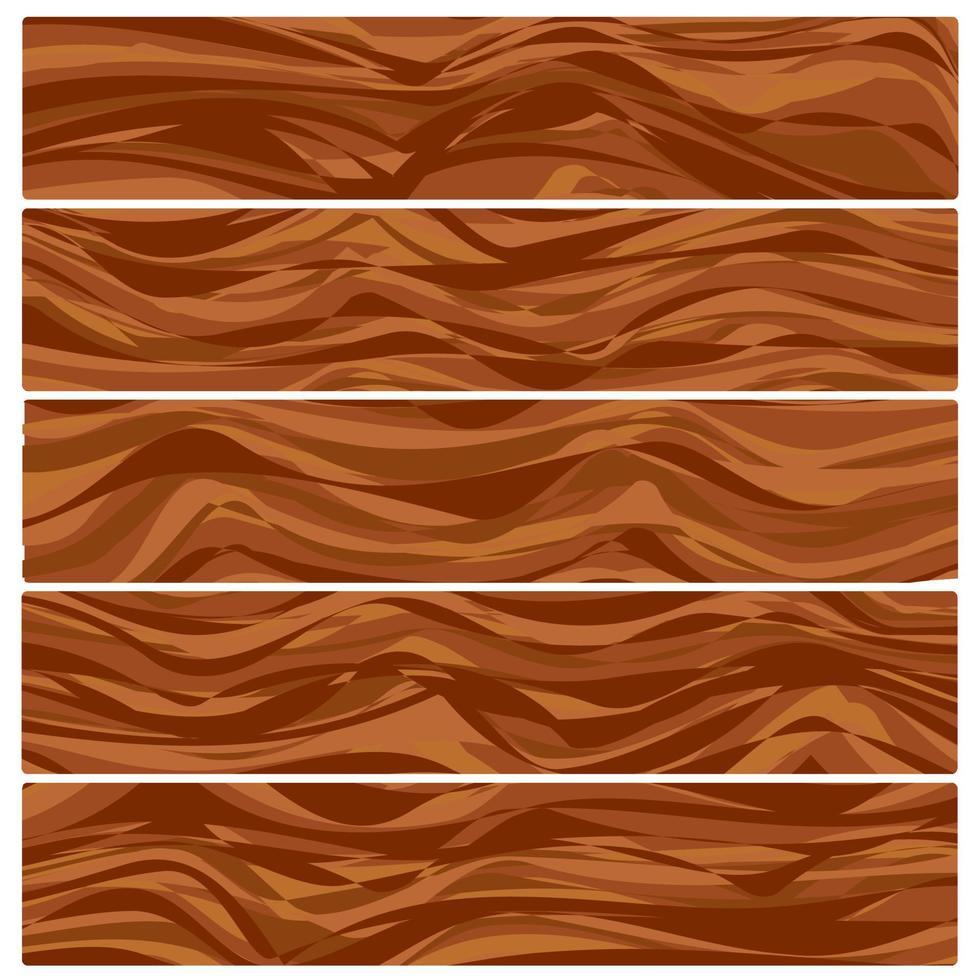 cinco tablas de madera. vector textura de madera abstracta en diseño plano.