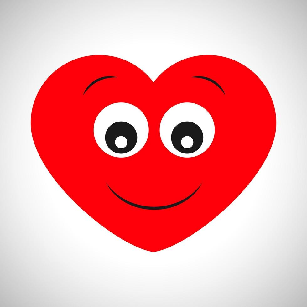 Surprised joyful cartoon heart. Symbol of Love. Vector illustration