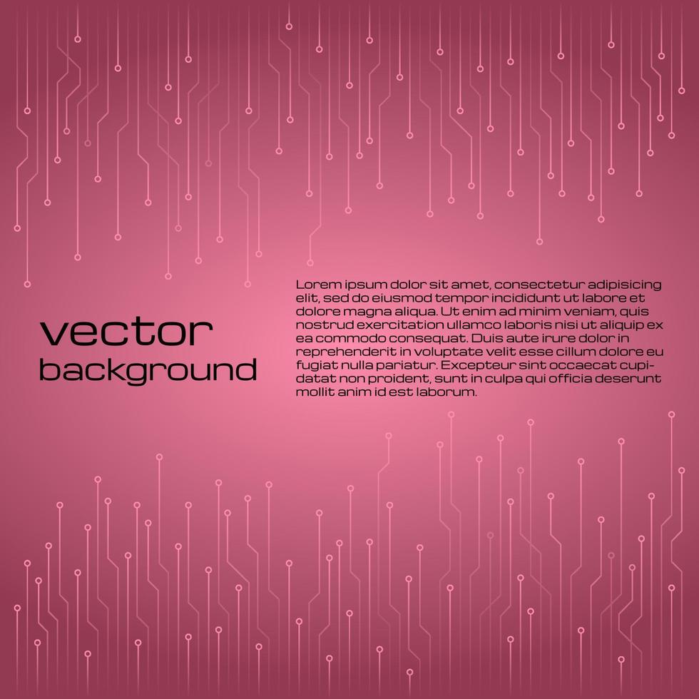 fondo rosa tecnológico abstracto con elementos del microchip. textura de fondo de placa de circuito. ilustración vectorial vector