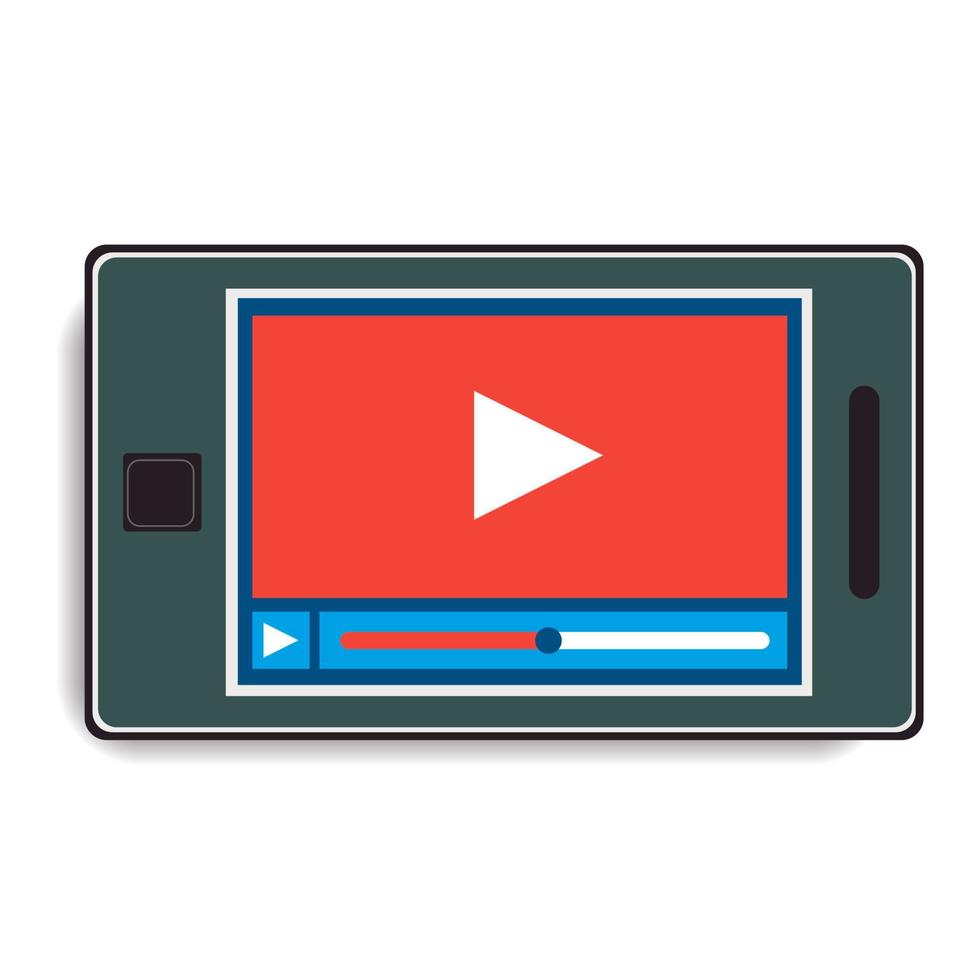 Mobile phone with watching a video. Vector illustration