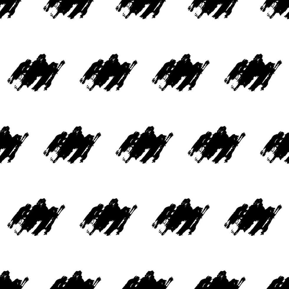 Seamless pattern with dark hand drawn scribble smear on white background. Abstract grunge texture. Vector illustration