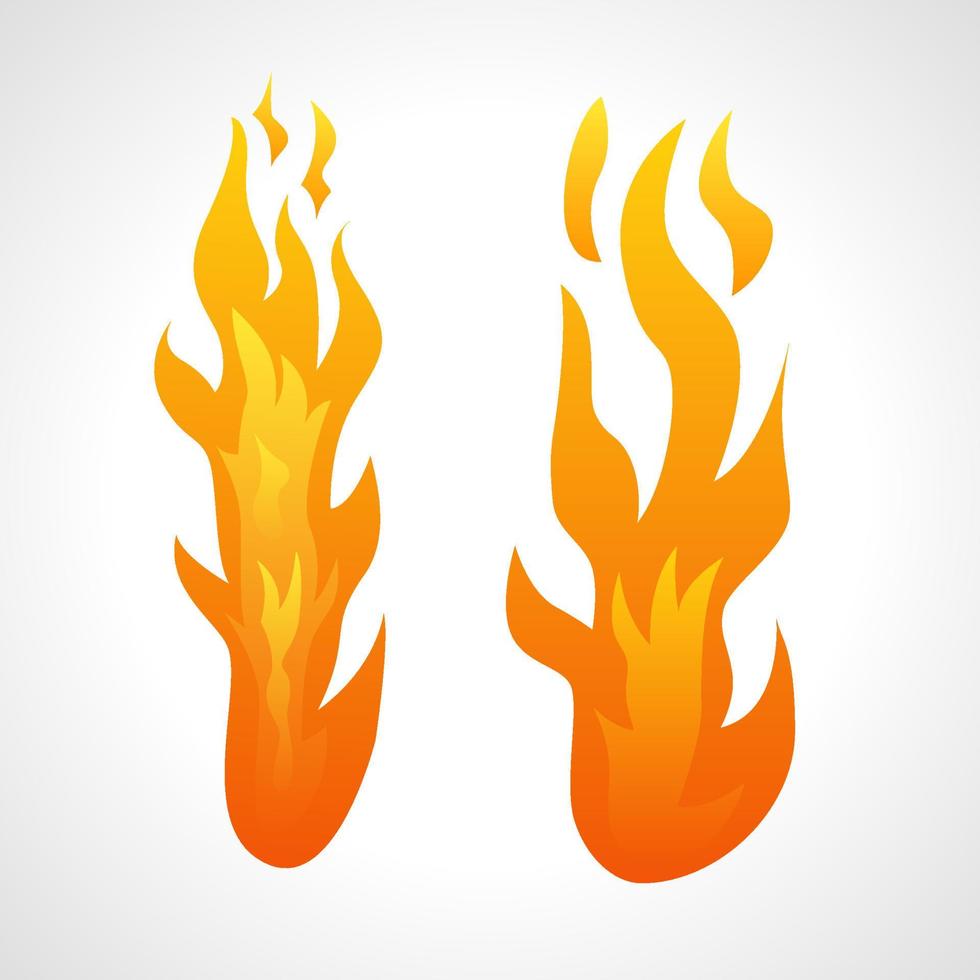 Two Fire Flames isolated on white background. Vector illustration