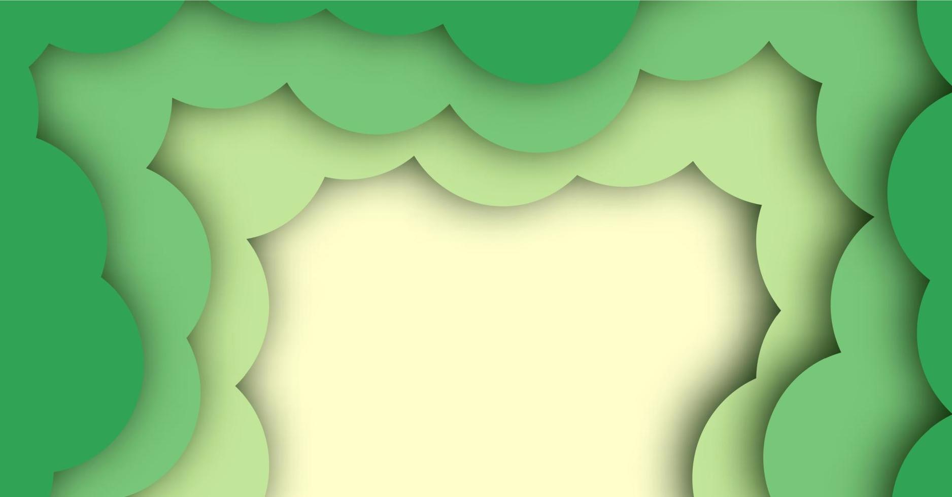 Abstract Background with Green Paper Cut shapes banner design. Vector illustration