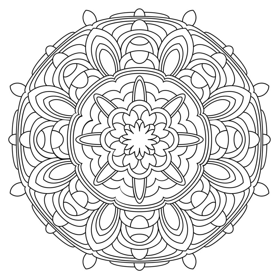 mandala vectorial en blanco y negro. vector mandala para arte, libro de colorear, zendoodle. círculo objeto abstracto aislado sobre fondo blanco.