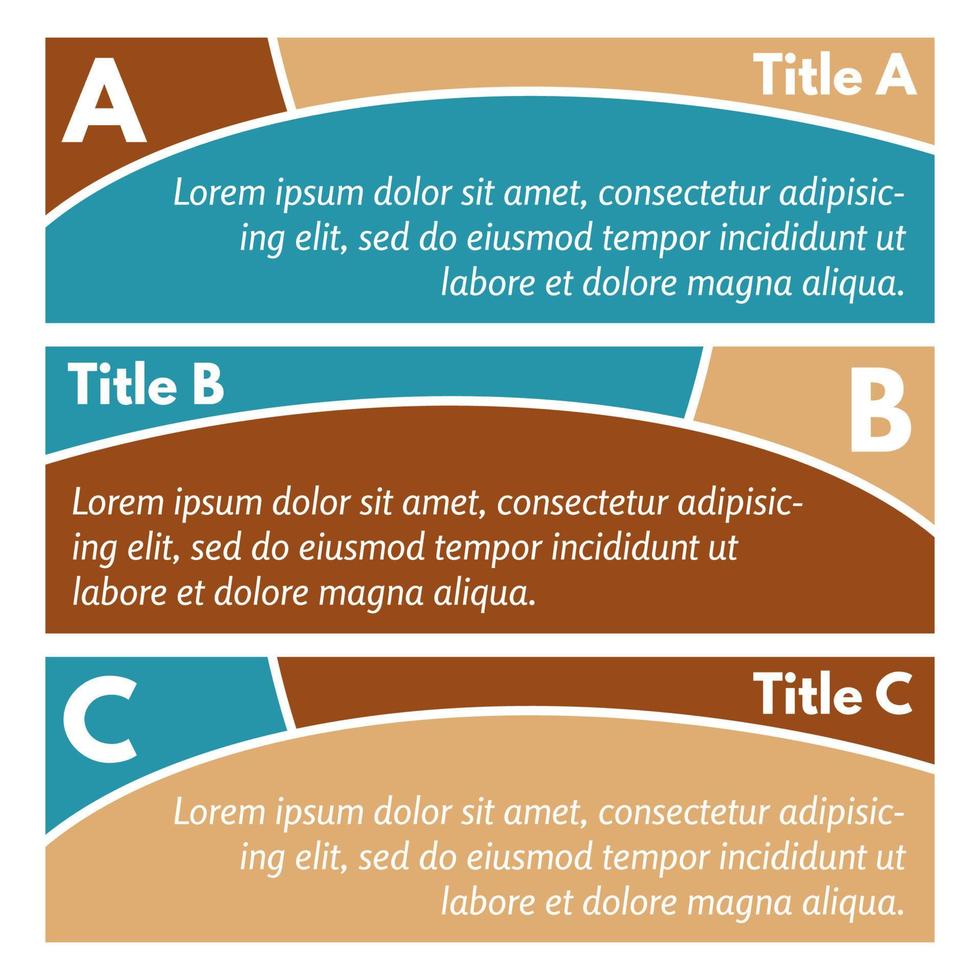 Set of three horizontal colorful options banners. Step by step infographic design template. Vector illustration