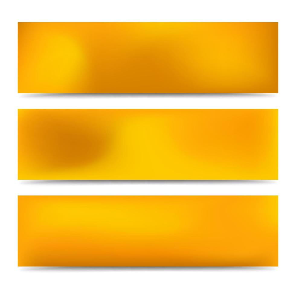 Smooth abstract blurred gradient yellow banners set. Abstract Creative multicolored background. Vector illustration