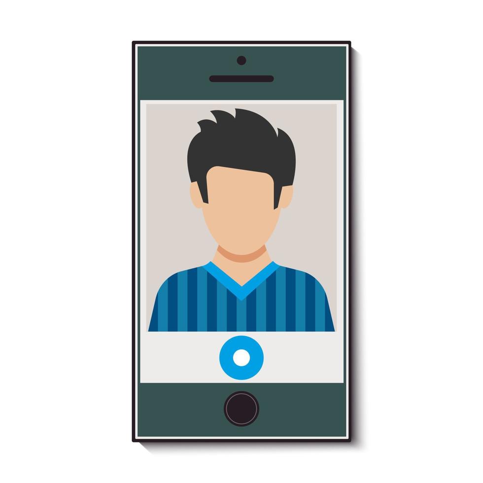 Mobile phone with video call. Vector illustration