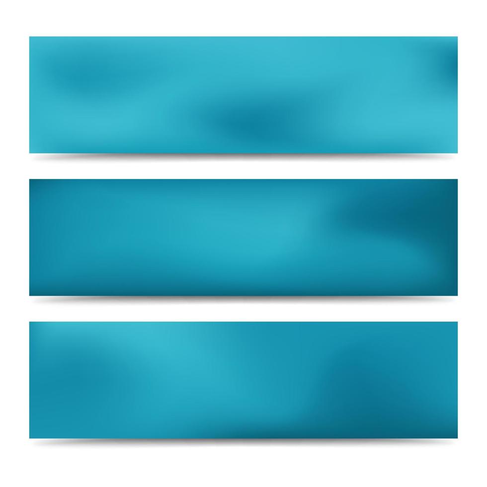 Smooth abstract blurred gradient blue banners set. Abstract Creative multicolored background. Vector illustration