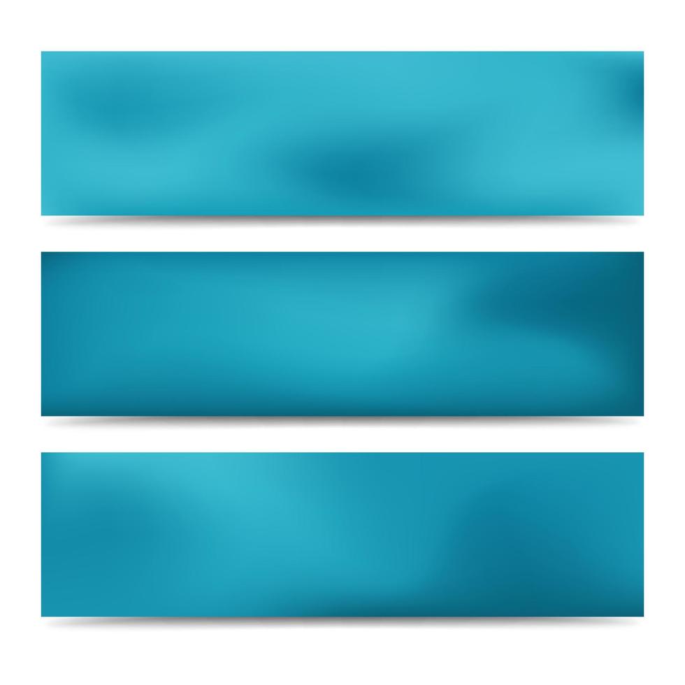 Smooth abstract blurred gradient blue banners set. Abstract Creative multicolored background. Vector illustration