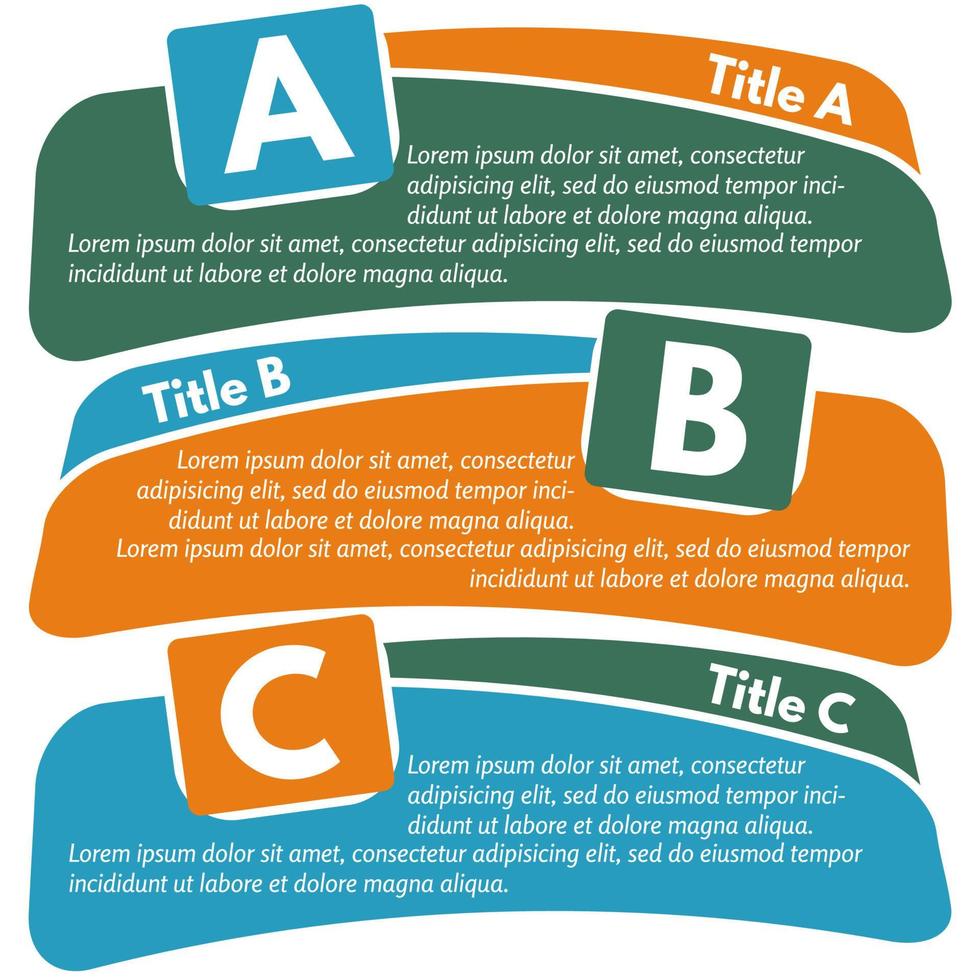 Set of three horizontal colorful options banners. Step by step infographic design template. Vector illustration