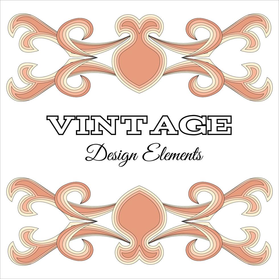 Calligraphic design elements and page decoration. Salmon-Colored Vintage floral elements for design. Vector decorative design elements.