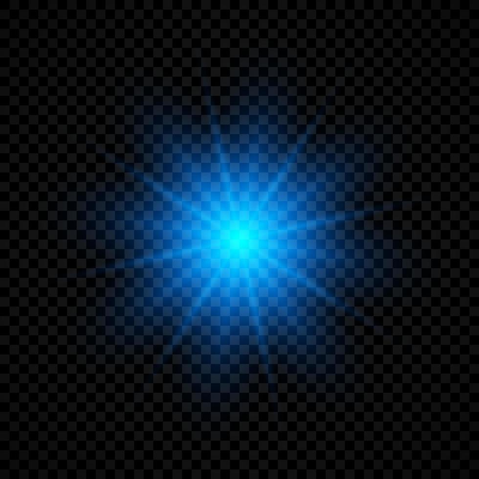 efecto de luz de destellos de lente. luces azules brillantes efectos de estallido con destellos sobre un fondo transparente. ilustración vectorial vector