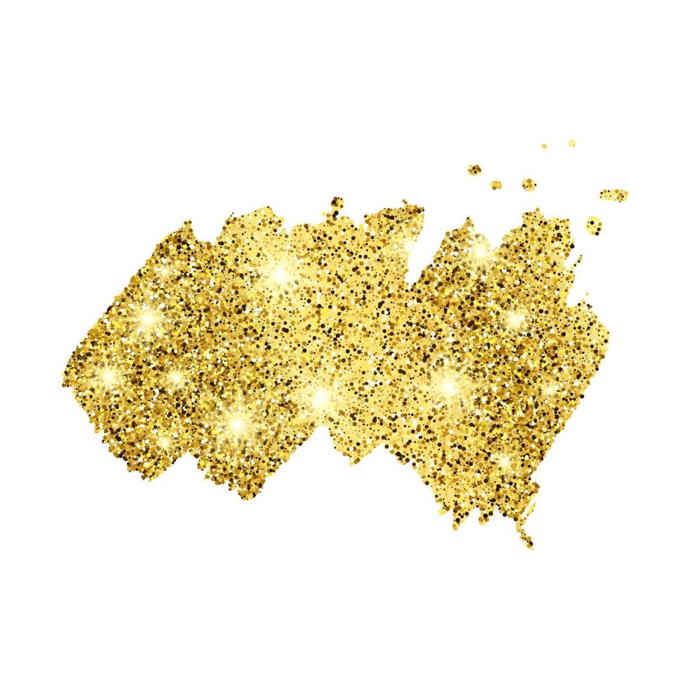 Golden Paint Glittering backdrop on a white background. Background with gold sparkles and glitter effect. Empty space for your text. Vector illustration