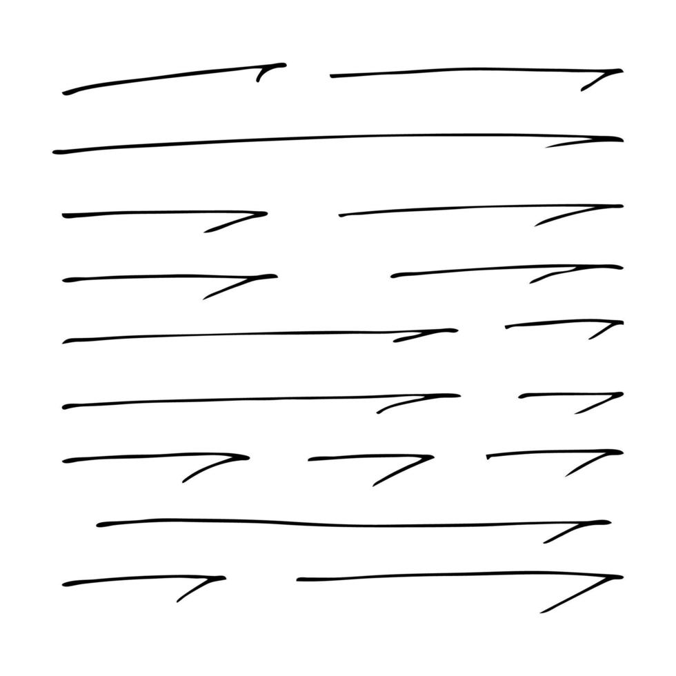 flechas dibujadas a mano. conjunto de flechas rectas. boceto negro aislado sobre fondo blanco. ilustración vectorial vector