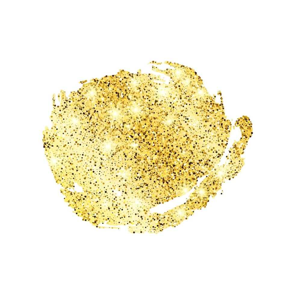 Golden Paint Glittering backdrop on a white background. Background with gold sparkles and glitter effect. Empty space for your text. Vector illustration