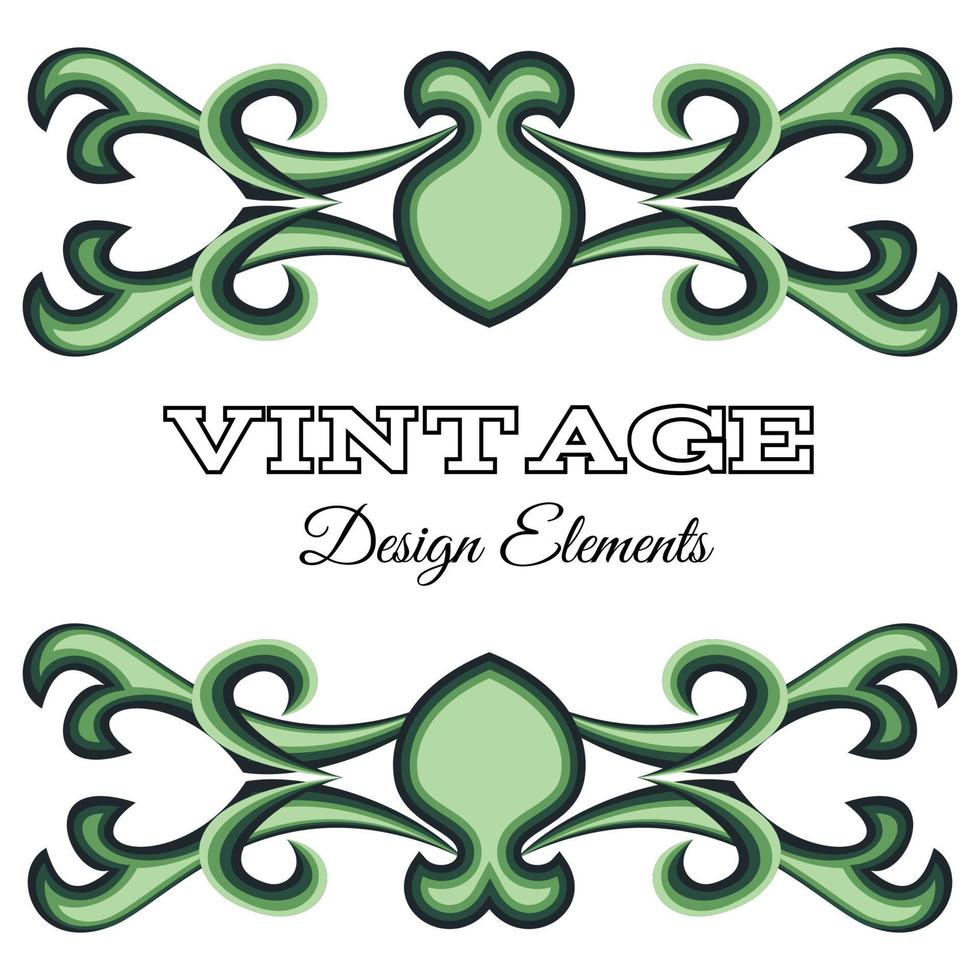 Calligraphic design elements and page decoration. Green Vintage floral elements for design. Vector decorative design elements.
