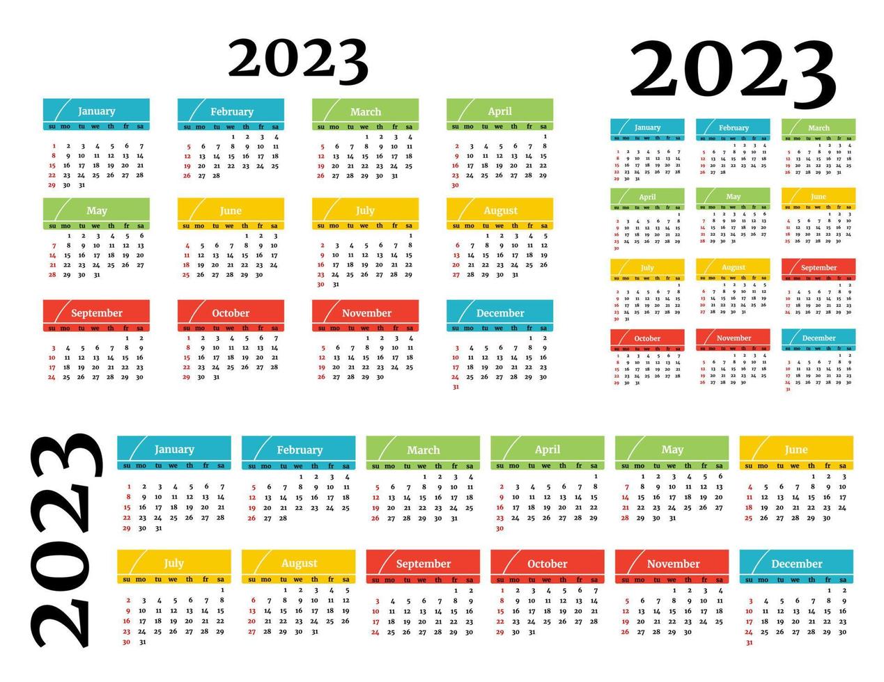 calendario para 2023 aislado en un fondo blanco vector