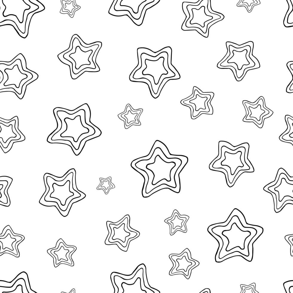 fondo transparente de estrellas de garabatos. estrellas dibujadas a mano negra sobre fondo blanco. ilustración vectorial vector