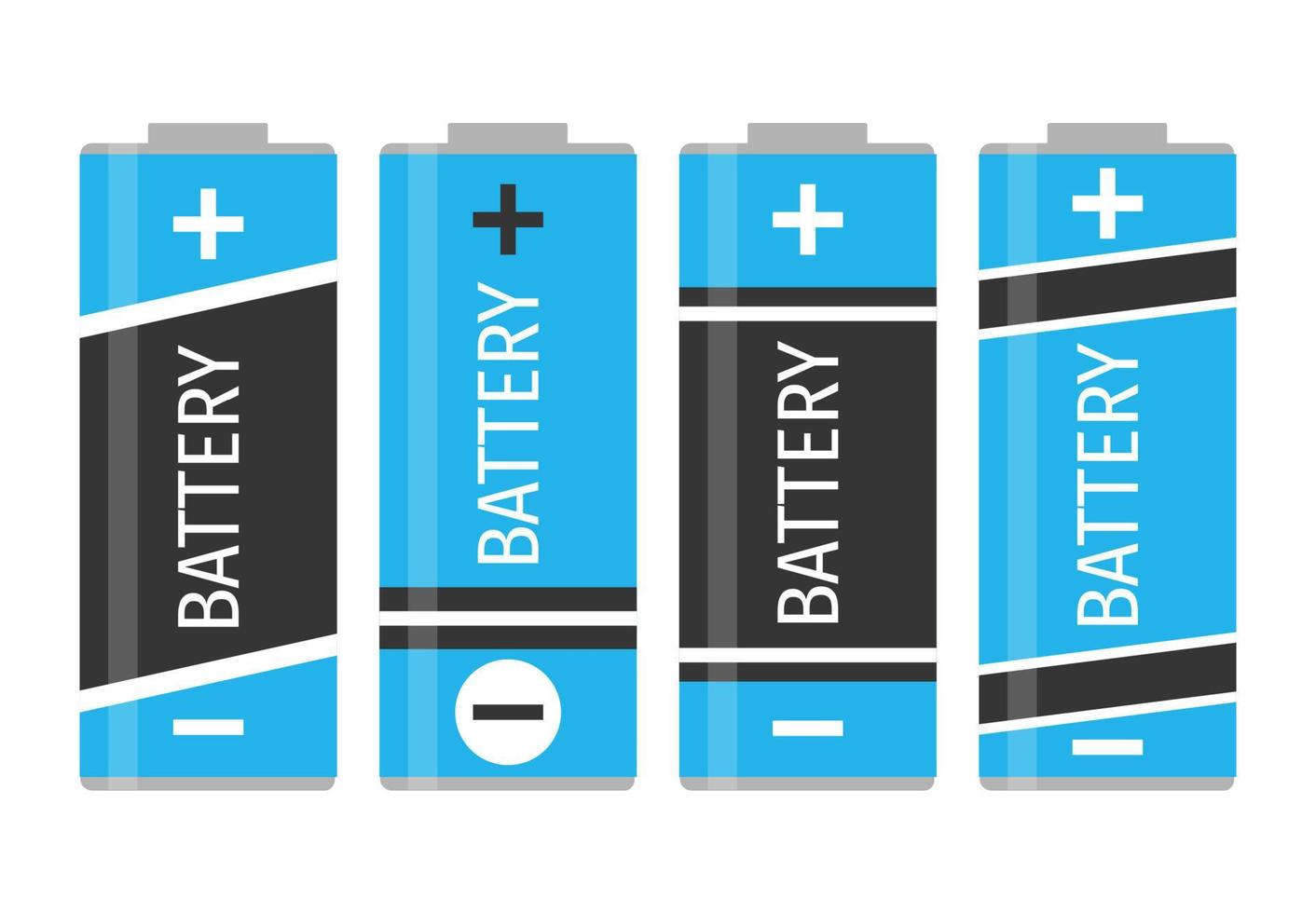 A set of four blue batteries. Vector illustration