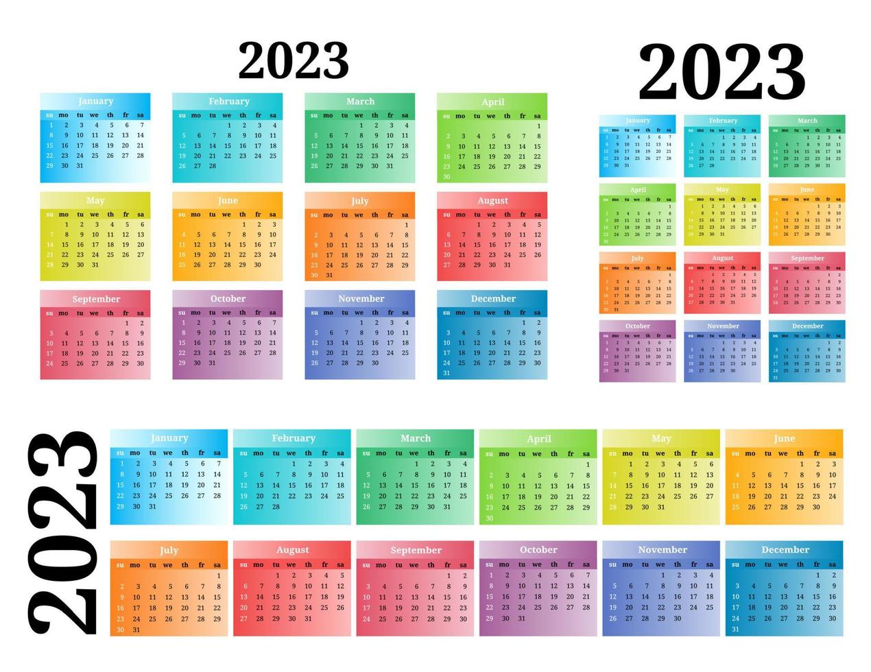 calendario para 2023 aislado en un fondo blanco vector