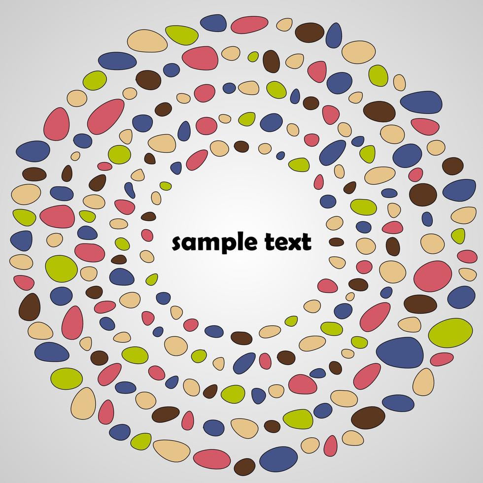 Abstract vector with color irregular dots and central space for your text. Colorful circle background.